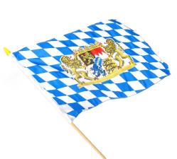 Oktoberfest Stabfahne Dekoration: Freistaat Bayern Fahne:30 x 45 cm / 60cm, blau/weiss 