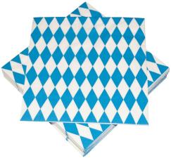 Accessoires:Serviettes Oktoberfest Motif losanges Déco fête:20 pièce, 33 x 33 cm, bleu/blanc 