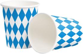 Oktoberfest Pappbecher: Bayerische Tischdekoration für Party:10 Stück, 2.5 dl, blau/weiss 
