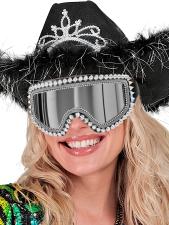 Retro Ski Goggles with Silver Studs & Rhinestones – For Carnival, Festivals & Theme Parties:silver