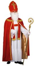 Bischof Kostüm: Umhang, Kleid, Mitra, Schal:rot