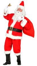 Weihnachtsmann Kostüm mit Mütze Gürtel und Siefelüberzieher:rot