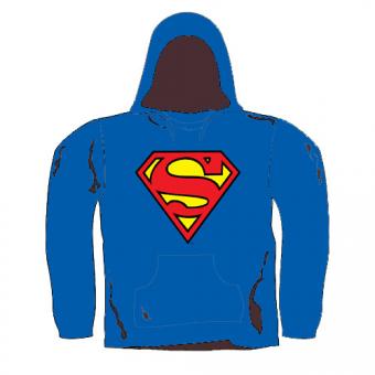 Superman Girl Pullover: Classic Logo Hoodie:blau 