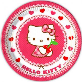Hello Kitty Assiettes de fête:8 pièce, 23cm, multicolore 
