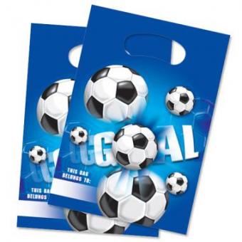 Fussball Geschenktüten: Sujet Goal:6 Stück, 16,5 cm x 23 cm, blau 