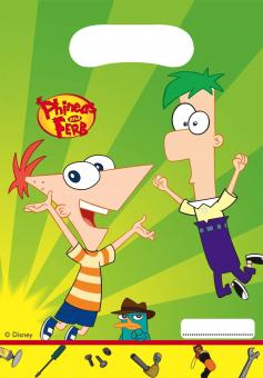 Phineas & Ferb Gift bags:6 Item, 16 x 23 cm, green 