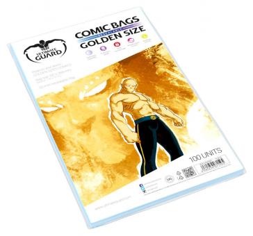 Ultimate Guard Comic Bags: wiederverschließbar Golden Size:100 Stück, 197 x 268 mm 