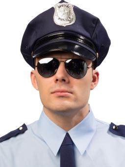 Polizei Spiegelbrille:schwarz 