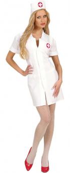 Krankenschwester Kostüm mit Haube:weiss 