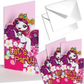 Filly Invitation cards:6 Item, 8 x 14 cm, pink 