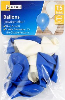 Oktoberfest Luftballons:15 Stück, Ø 22 cm, blau/weiss 