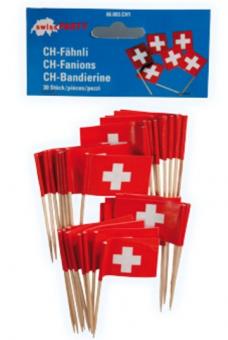 Swiss Cross Decorative picker:  August 1st Decoration:30 Item, 2.5 x 3.5 cm, red 