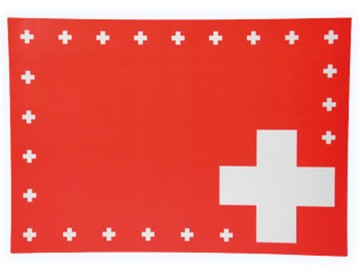 Swiss table mat with Swiss crosses: August 1st decoration:8 Item, 30 x 40 cm, red 