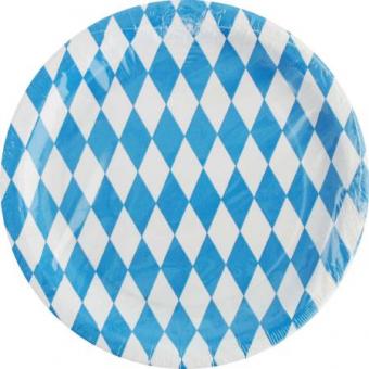Oktoberfest Assiettes en papier: certifié FSC:10 pièce, 23 cm, bleu/blanc 