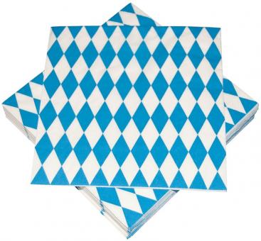 Oktoberfest Bayern Servietten:20 Stück, 33 x 33 cm, blau/weiss 