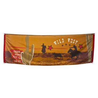 Bannière de cowboy du Far west:2.2m x 74cm, multicolore 