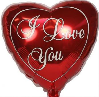 Herz rot: Silberfolienballon I love you 
