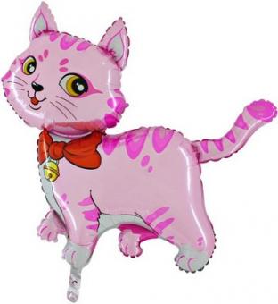 Katze: Silberfolienballon:80 x 80 cm, rosa 