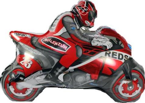 Motorrad: Silberfolienballon:70 x 84 cm, rot 