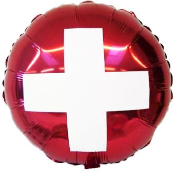 Schweiz Silberfolienballon:45 cm, rot 