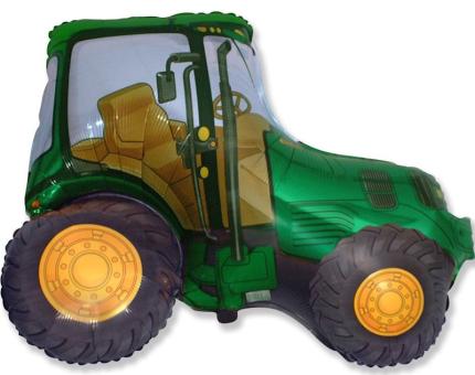 Traktor Silberfolienballon:73 x 95 cm, grün 