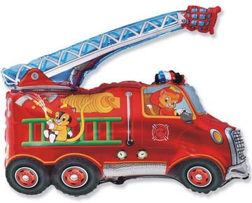 Camion de pompier Ballon feuille : Für Helium oder Luft:50x70cm, rouge 