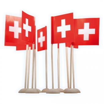 Swiss Cross Table flags: August 1st decoration:10 Item, 5.5 x 6 x 15 cm, red 
