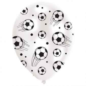 Soccer Balloons latex:6 Item, 27.5 cm, white 