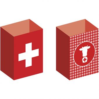 Swiss Cross light bags: August 1st decoration:3 Item, 11 x 9 cm, red 