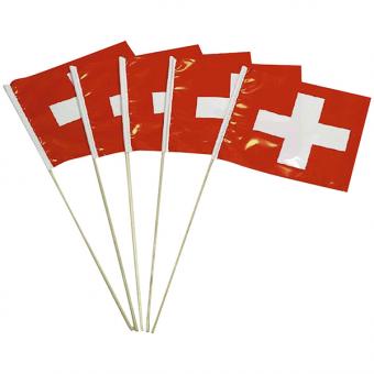Schweizer Kreuz Plastik-Fahnen: 1. August Deko (5 Stücke):5 Stück, 20 x 20 cm, rot 