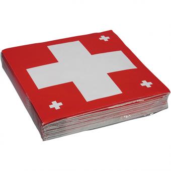 Schweizer Kreuz Servietten: Dekoration für 1. August:20 Stück, 33 x 33 cm, rot 