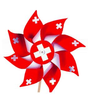 Moulin à vent Suisse: Décoration du 1er août:25 cm, rouge 