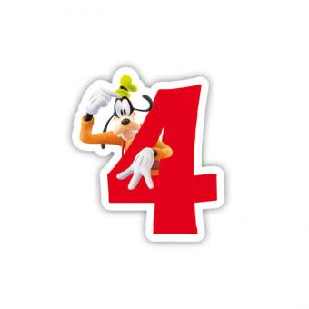 Mickey Mouse Kuchenkerze No4 Goofy:4 x 6 cm, rot 