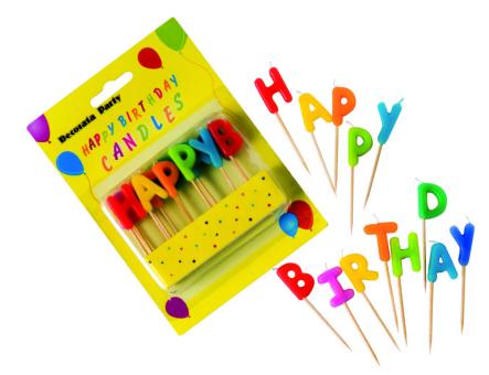 Happy Birthday cake candles:13 Item, 2.5 x 2 cm, colorful 