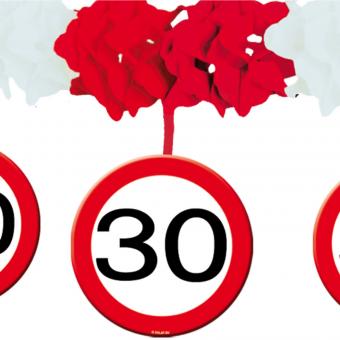 30. Geburtstag Girlande:
Verkehrsschild Zone 30:4m, rot/weiss 
