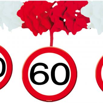 60. Geburtstag Girlande: Verkehrsschild Zone 60:4m, rot/weiss 