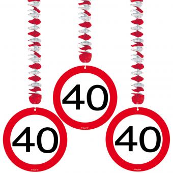 Geburtstags Rotorspiralen:
Verkehrsschild Zone 40:3 Stück, 76 x 18cm, rot/weiss 