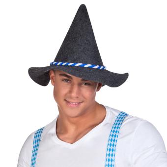 Casquette Oktoberfest: chapeau en feutre avec cordon bleu/blanche:gris One size