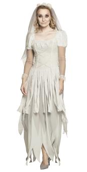 Kostüm Geisterbraut: Kleid, Haarreif mit Schleier:weiss 