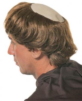 Mönch Perücke mit Glatze:braun 