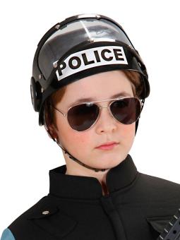 Police helmet for children: with folding visor:black 