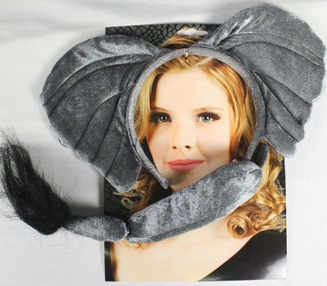 Éléphant Déguisement-Set: Tête de lit et queue:gris 