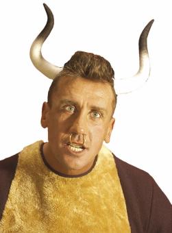 Stier-Hörner auf Haarreif:weiss 