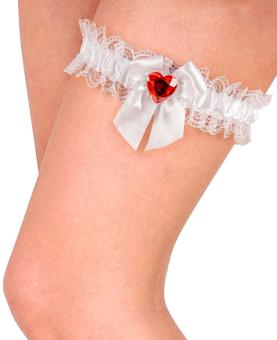 Garter with a bow and heart:white 