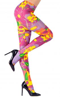 Tights Hippie Flower Power:colorful One size