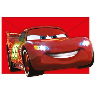 Cars Neon Cartes de invitation:6 pièce, 9 cm x 14 cm, rouge 