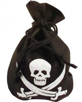 Piraten Beutel mit Totenkopf:25 x 20 cm, schwarz 