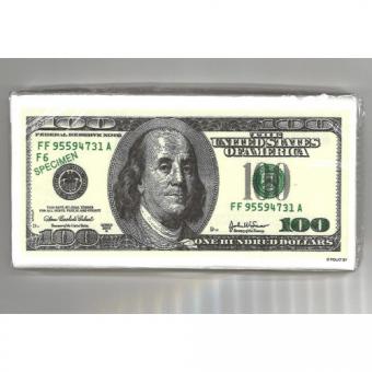 Napkins 100 dollar bills:10 Item, 33x33cm, multicolored 