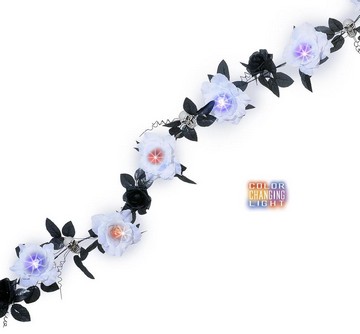 Garland with white roses with changing light:180 cm, white 