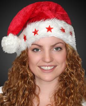 Bonnet de Noël pour enfants: avec bordure en fourrure et 5 étoiles lumineuses 